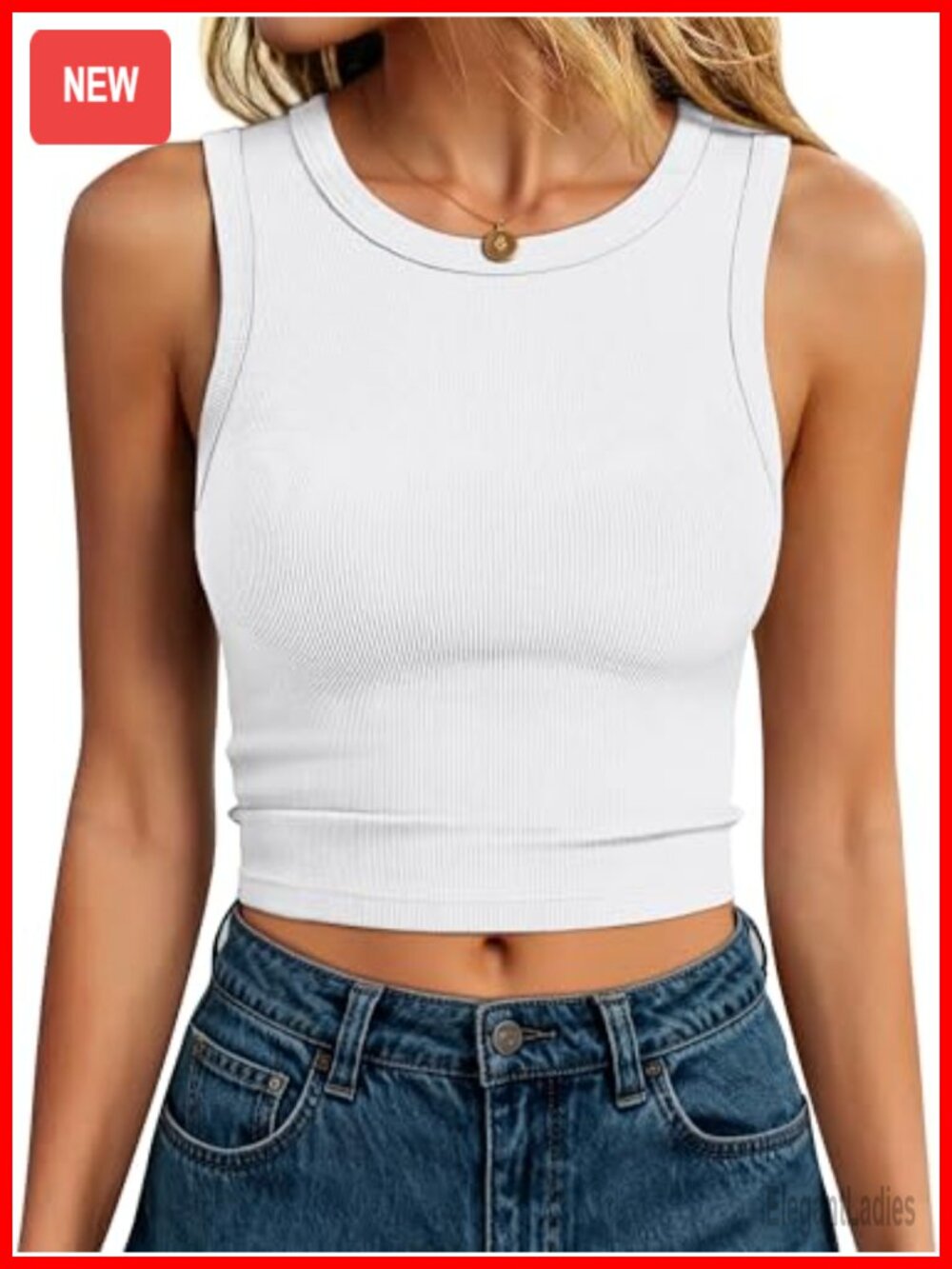 Sleeveless High Neck Ribbed Fitted Crop Tank Top Slim Fit Women's
